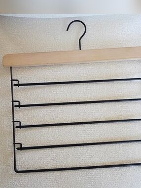 5-Tier Pants Hanger Scarf Tie Rack Organizer Black Closet Storage Accessories